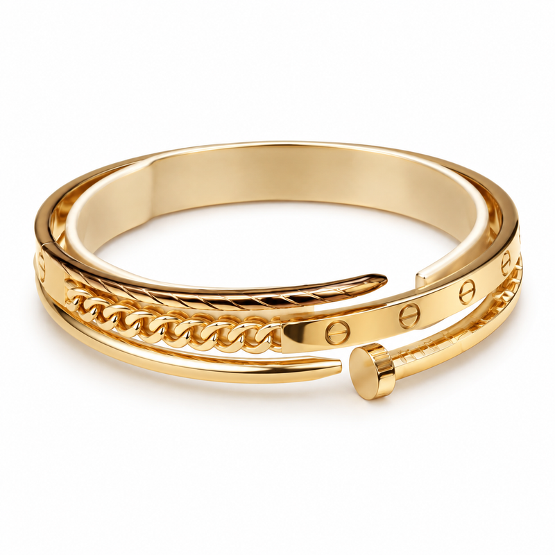 Triple Layer Gold Bangle